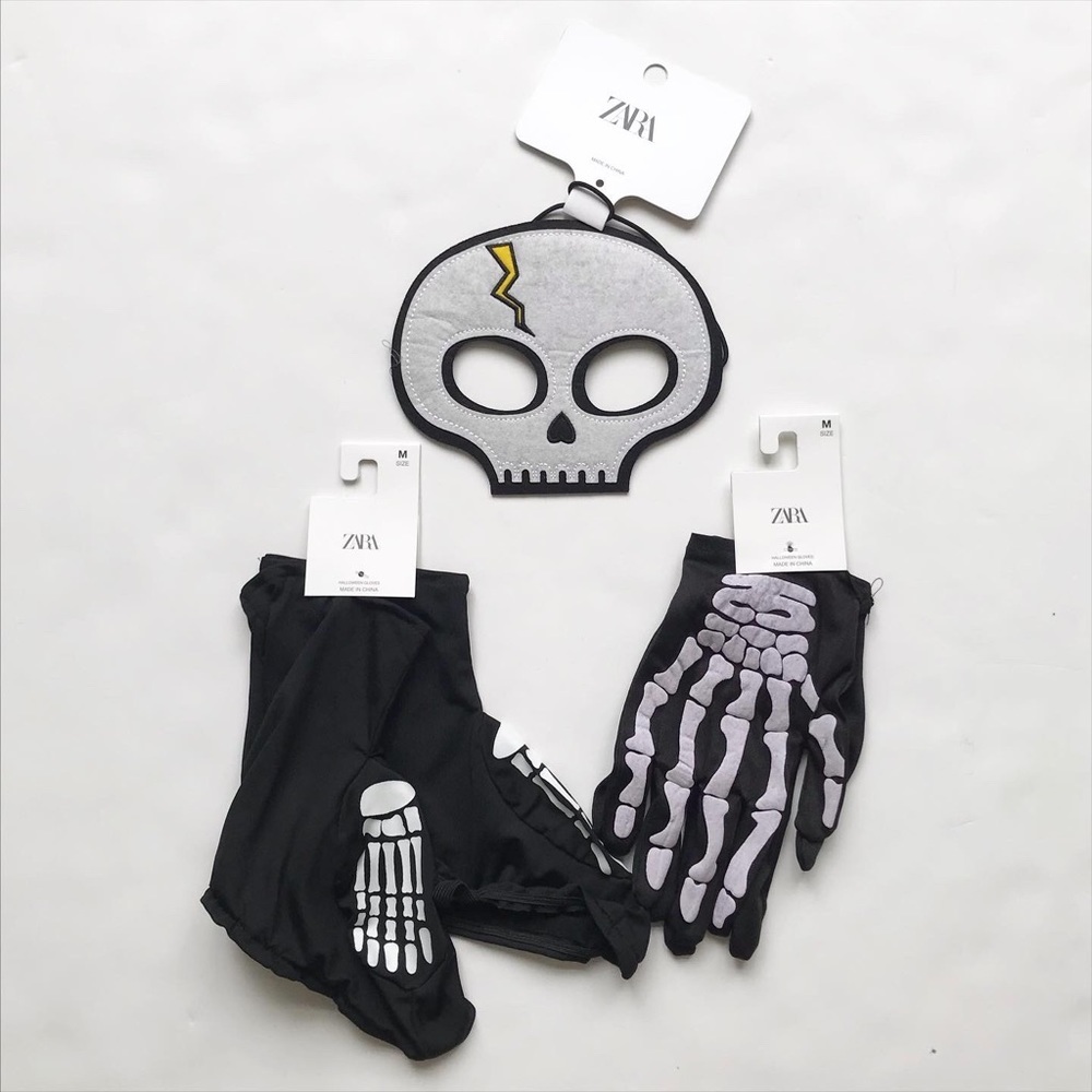 Zara NWT skeleton mask, gloves, shoe cover set M - Picture 2 of 7